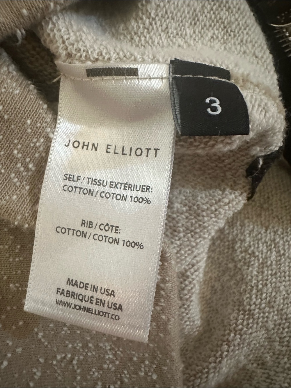 RARE John Elliott Men's hoodie in Beige “snow” size 3 - Picture 3 of 6
